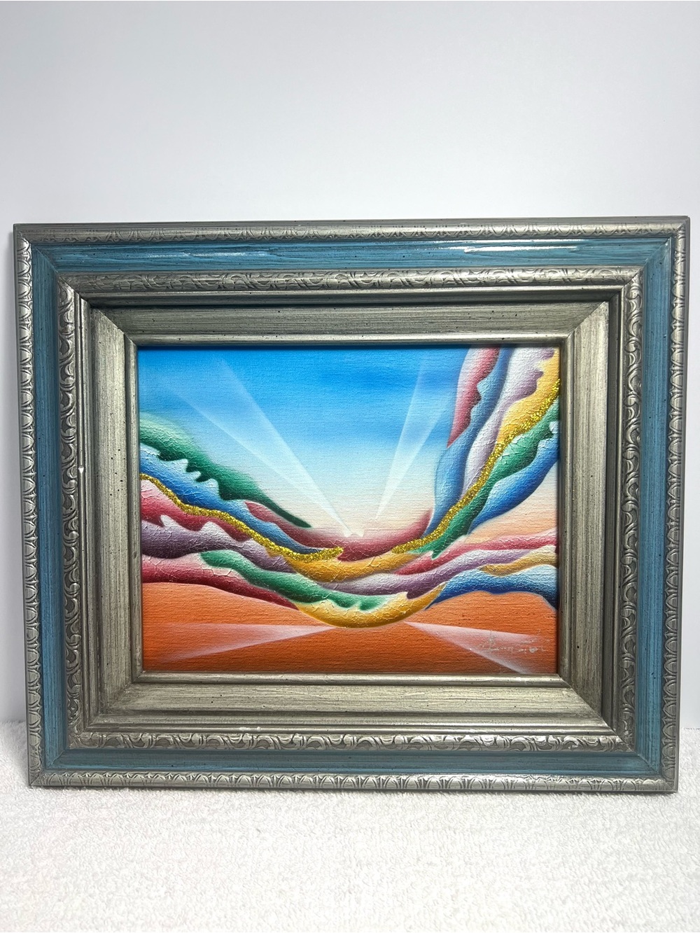 Robert Kingston Abstract Vintage Art Deco Painting Signed & Framed Canvas 8x10